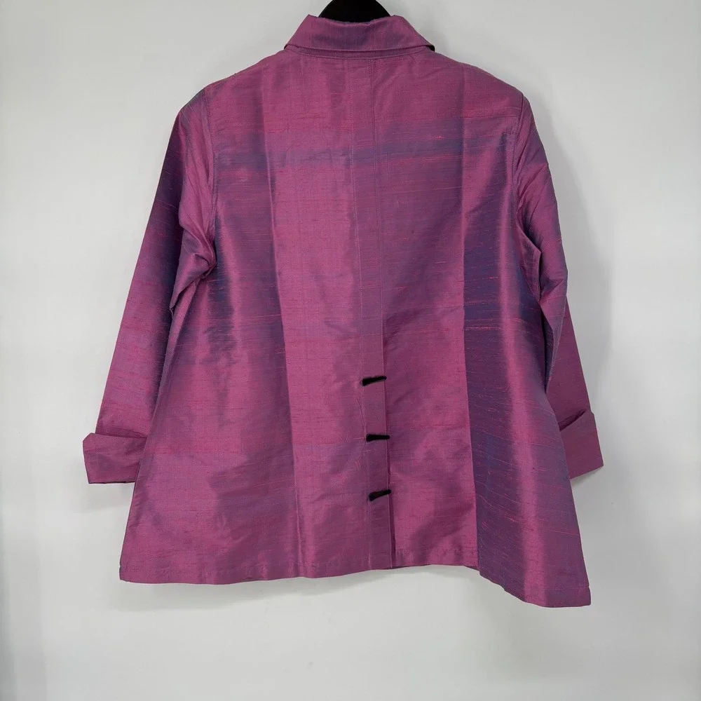 Anu by Natural Women M Purple Iridescent‎ Raw Silk Shacket Oversized Lagenlook